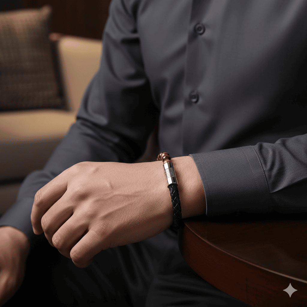 Bracelet en Cuir et Œil du Tigre